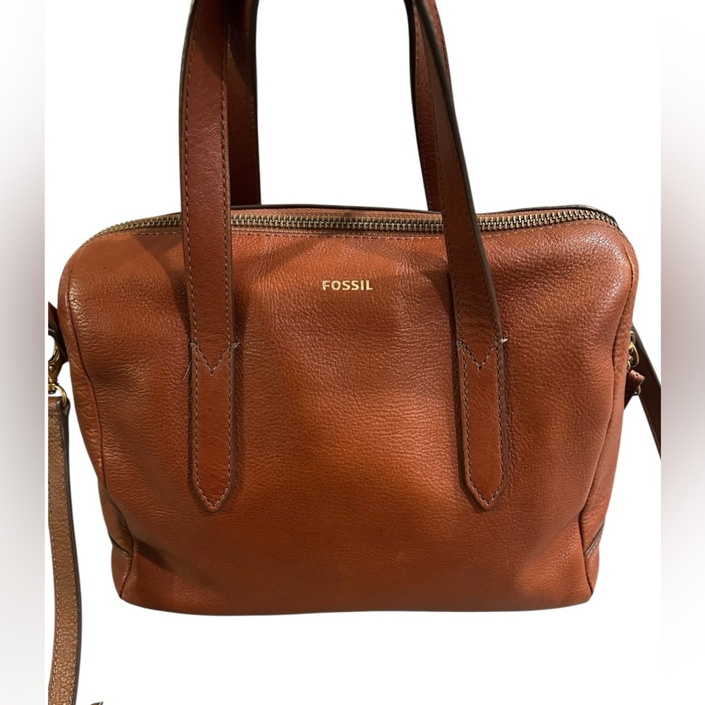Fossil leather Sydney satchel double handles crossbody